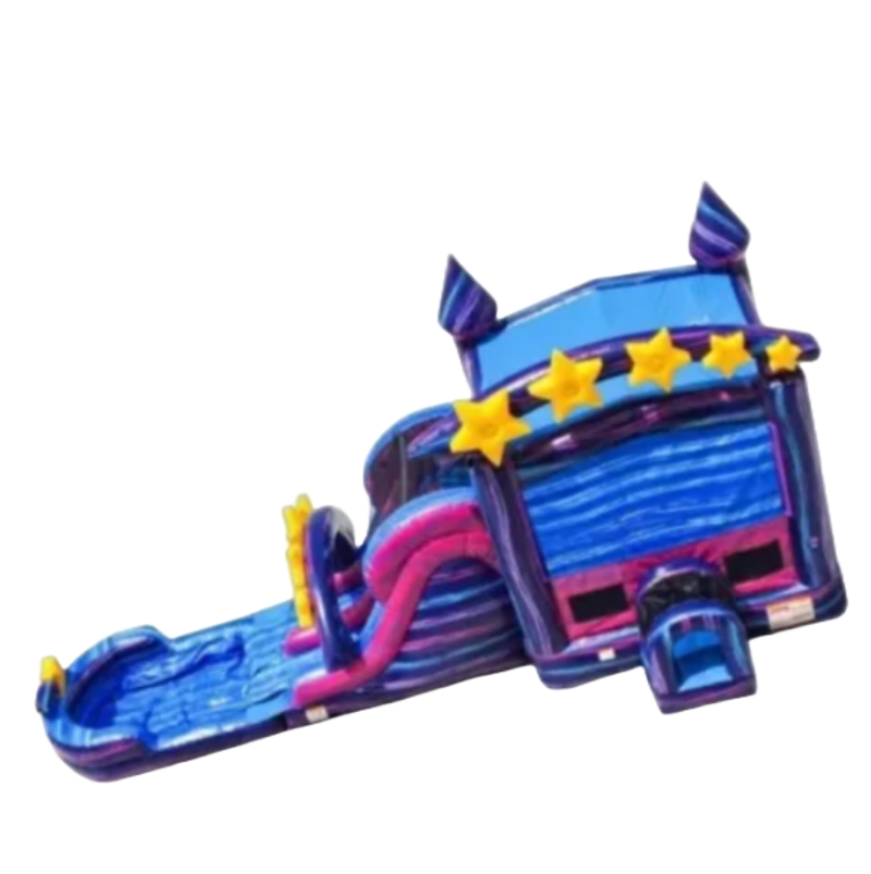 A XL Galaxy Double Lane Slide & Bounce House Combo