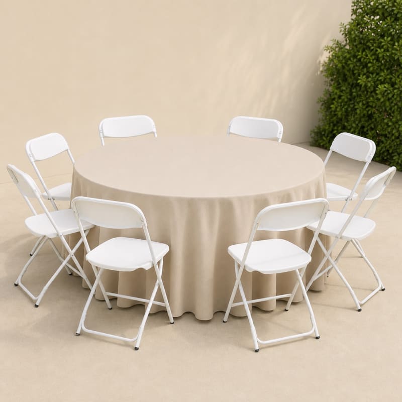Affordable Beige Round Bundle for 8