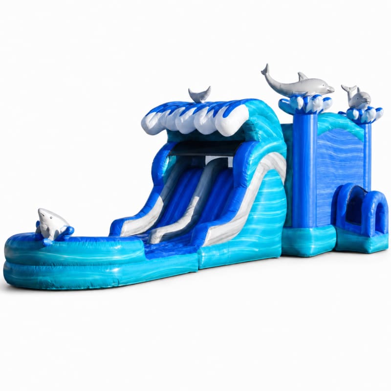 A XL Dolphin Double Lane WET OR DRY Slide & Bounce Combo