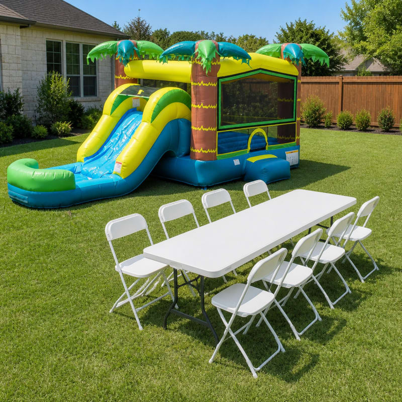 Tropical Oasis Single Lane Slide & Bounce Bundle