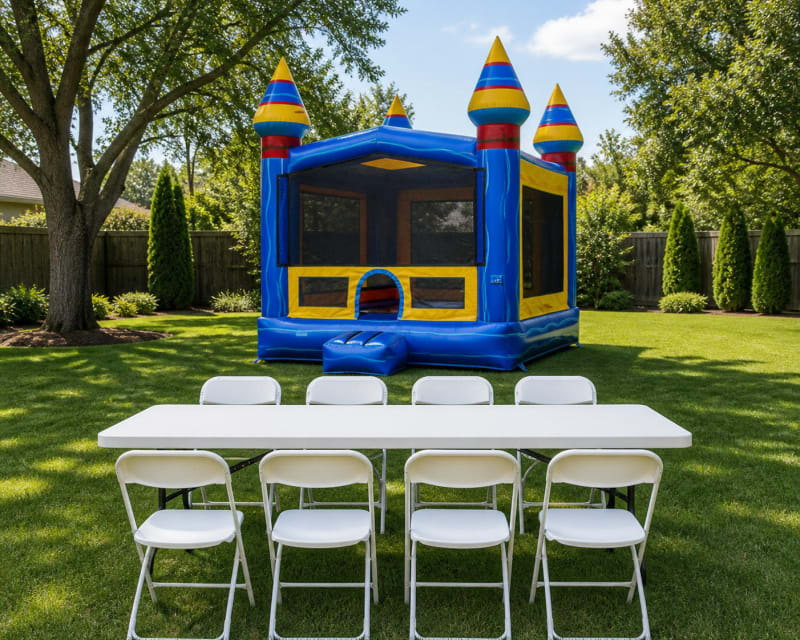 Artic Jumbo 15' X 15' Bounce House Rental + Table & 8 Chairs