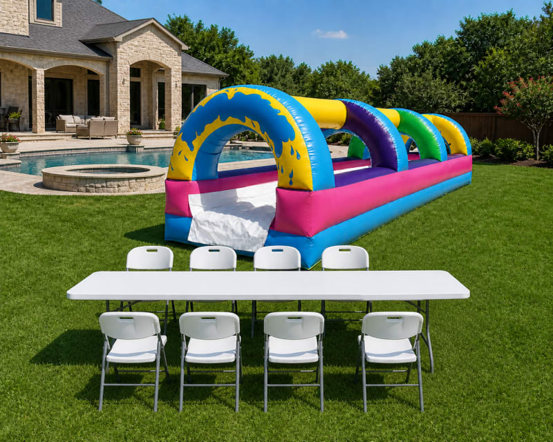 Wild Splash Slip & Slide + Table & 8 Chairs