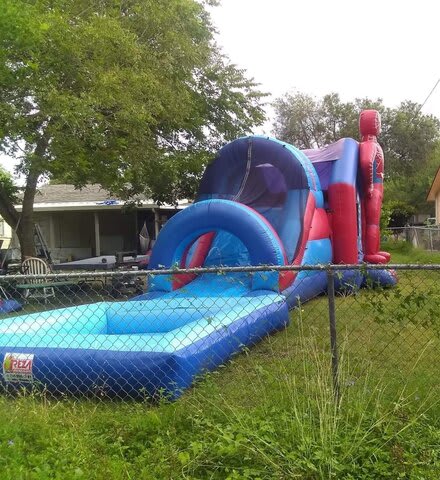 205 3D Spider Man combo (wet) 21x12x12 available to rent through Bouncehouse360