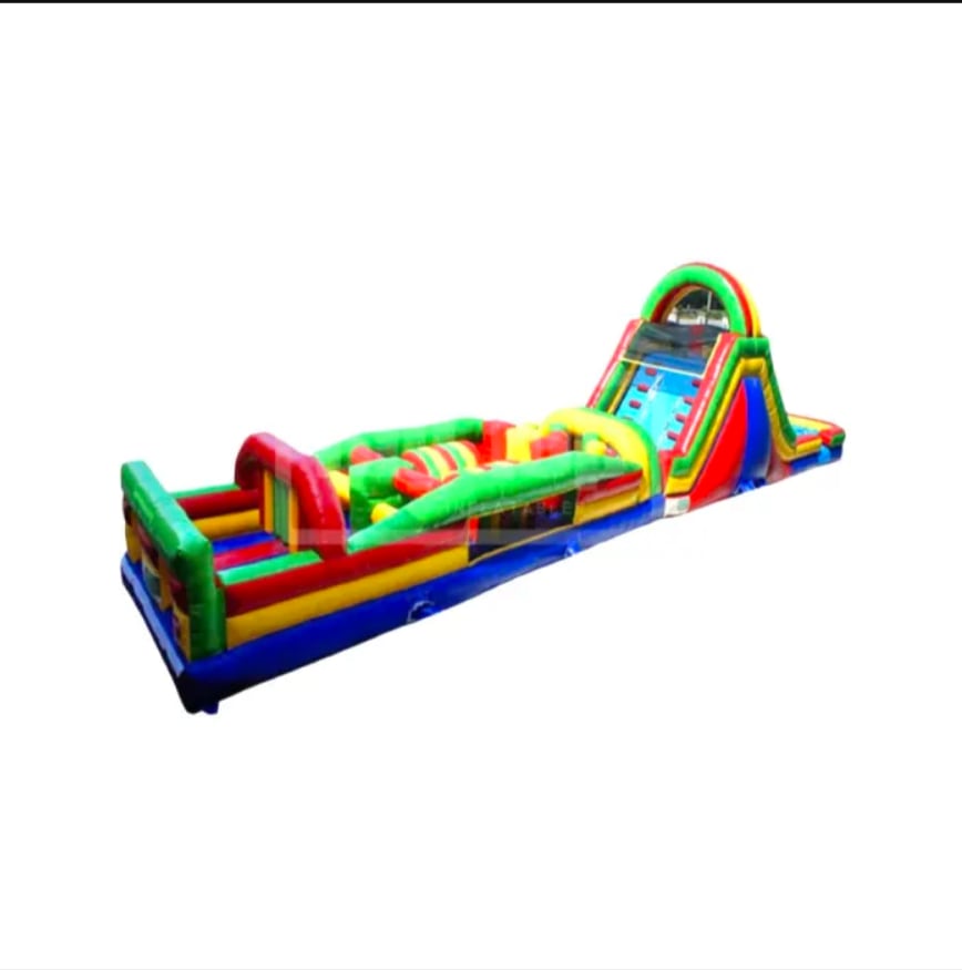 65' Double Lane Slide Rock Wall Obstacle Course WET OR DRY rental