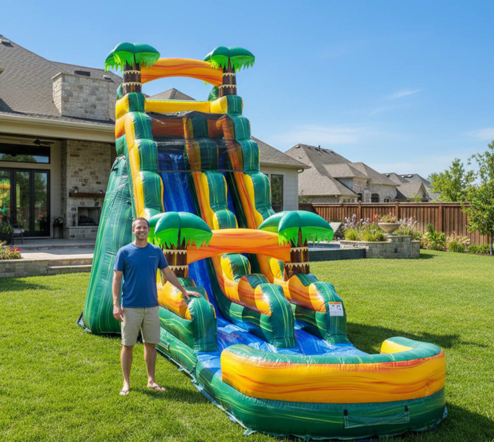 20' Tropical Oasis Inflatable Slide W/ Water Option rental