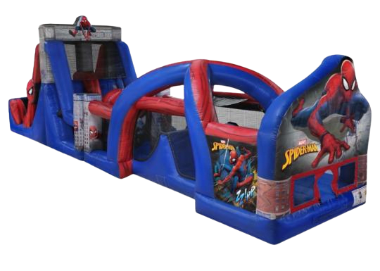 517 spider man obstacle course available to rent through Bouncehouse360
