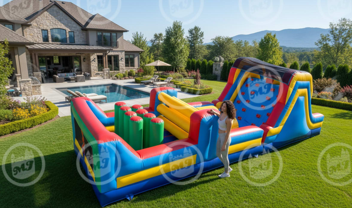 40' Double Lane Rock Wall Obstacle Course rental