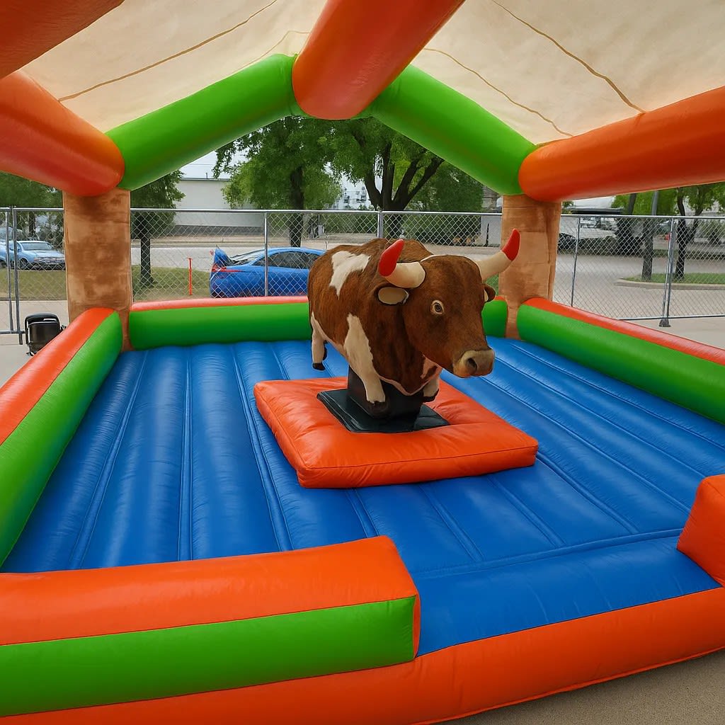 Blue Brown Bouncy Bull Mechanical Ride rental