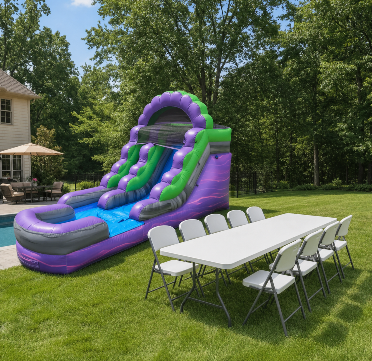 14' Purple Dream Inflatable Slide w/ Water Option