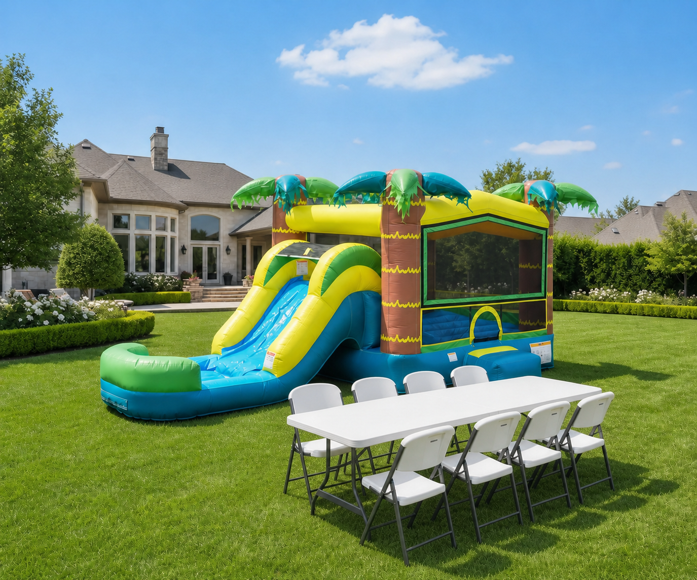Tropical Oasis Single Lane Slide & Bounce Bundle