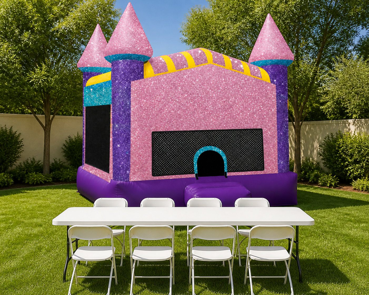 Dazzling Jumbo Castle  15 X 15 + Table & 8 Chairs