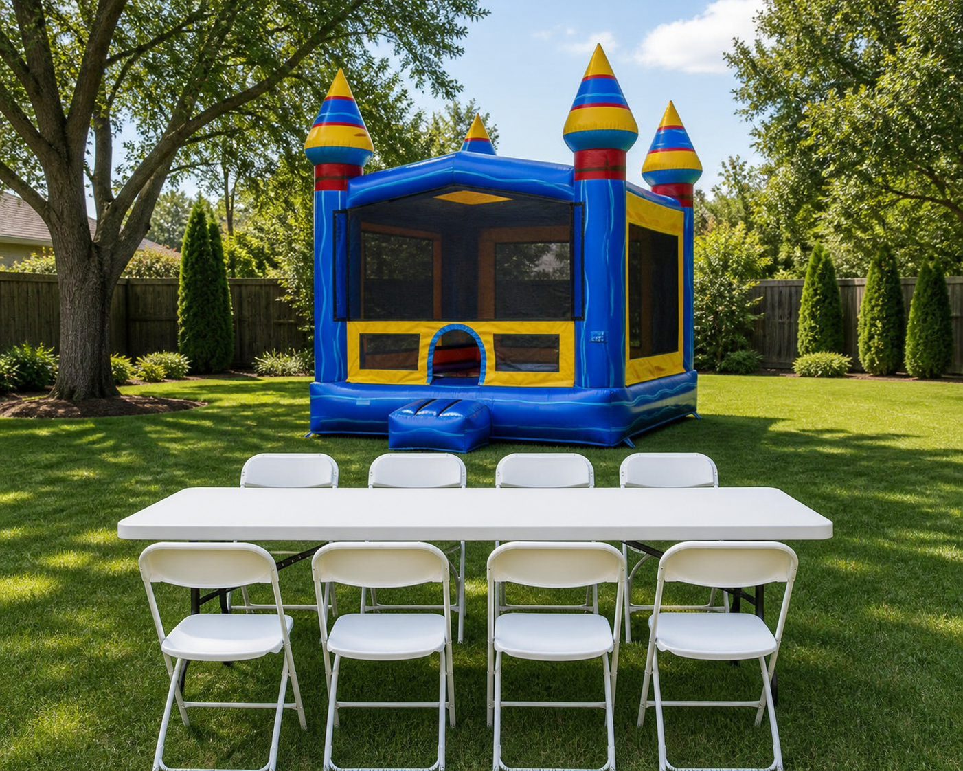 Artic Jumbo 15' X 15' Bounce House Rental + Table & 8 Chairs