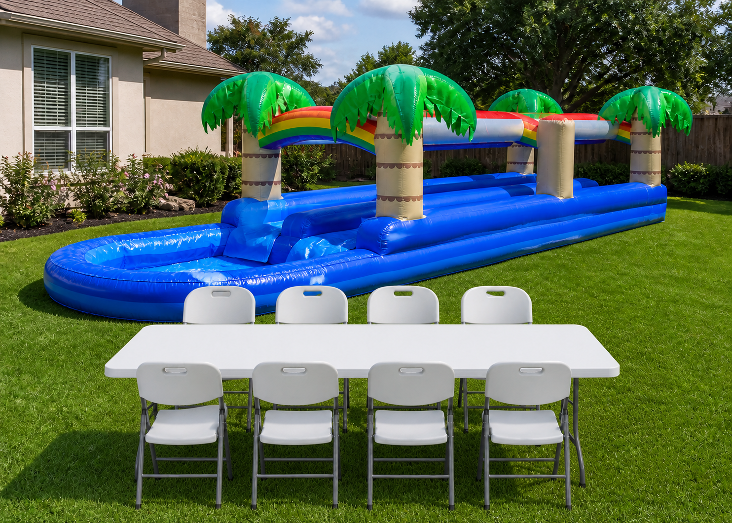 325 Tropical Slip n Slide w/pool + Table & 8 Chairs