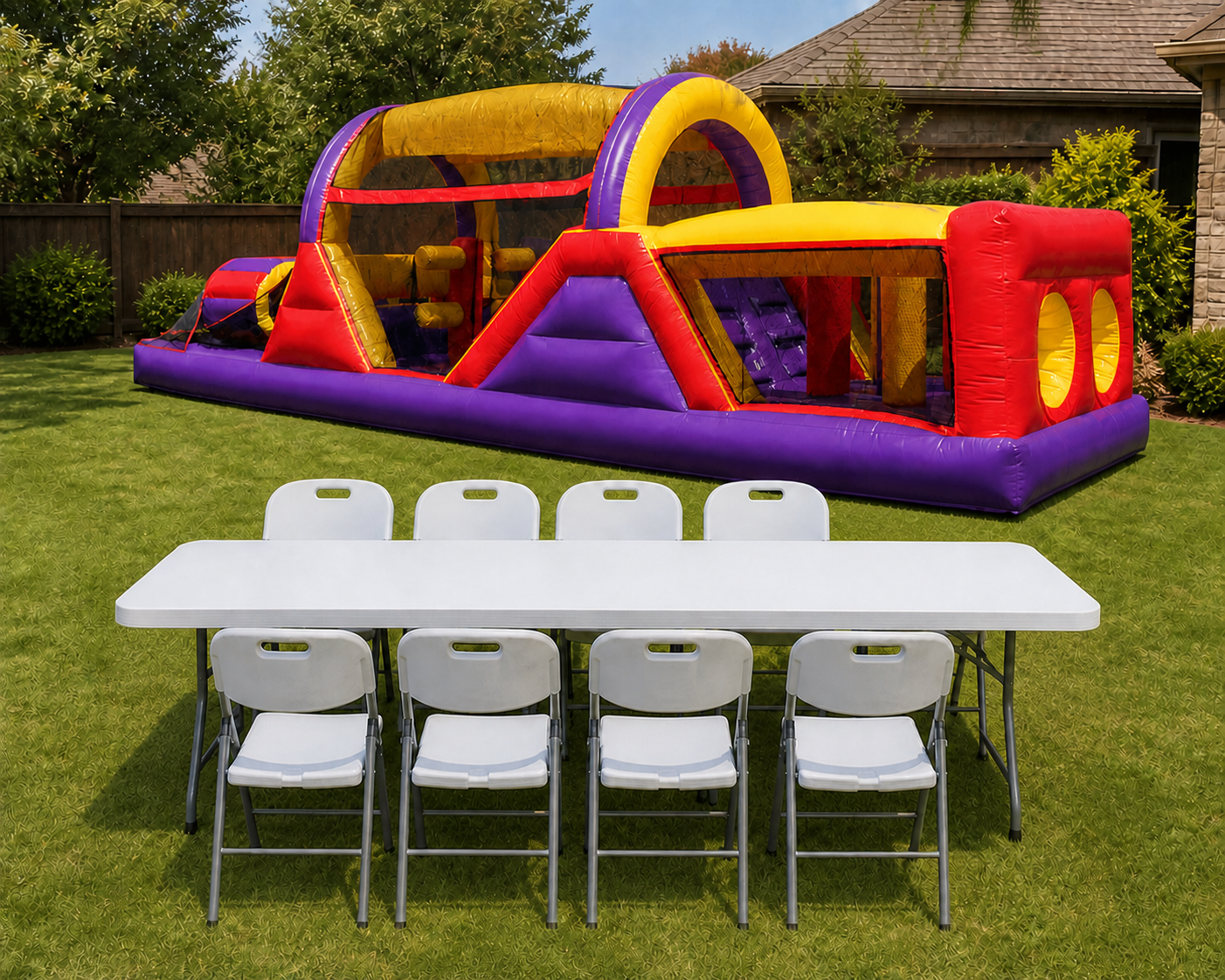 510 Backyard Obstacle Course + Table & 8 Chairs