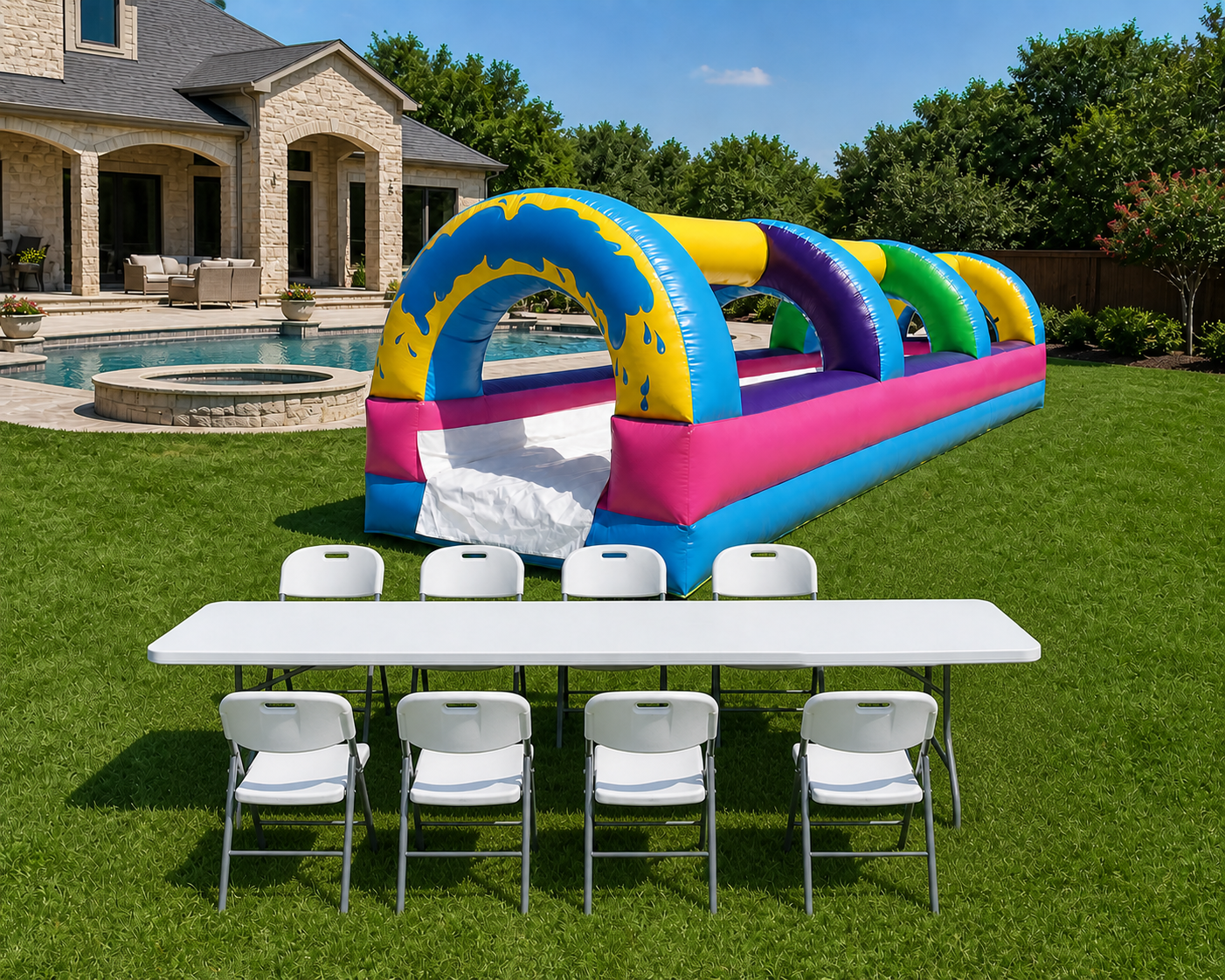 Wild Splash Slip & Slide + Table & 8 Chairs