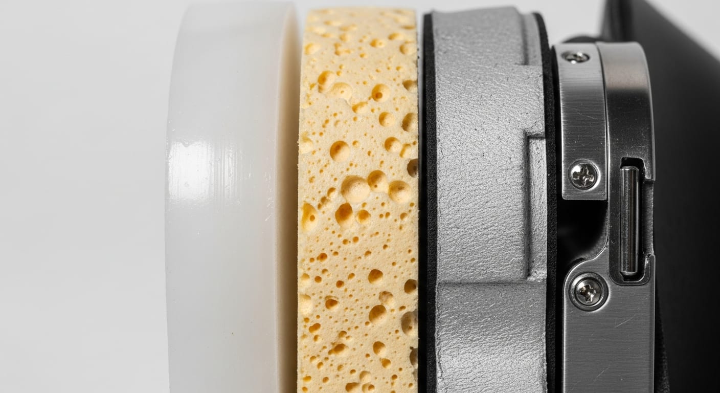 Comparaison visuelle des différents matériaux de calfeutrage : silicone, mousse, joints caoutchouc