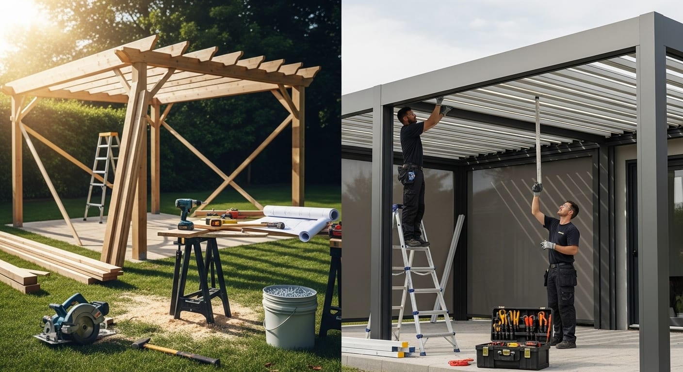 Infographie comparant les coûts entre pergola DIY et professionnelle