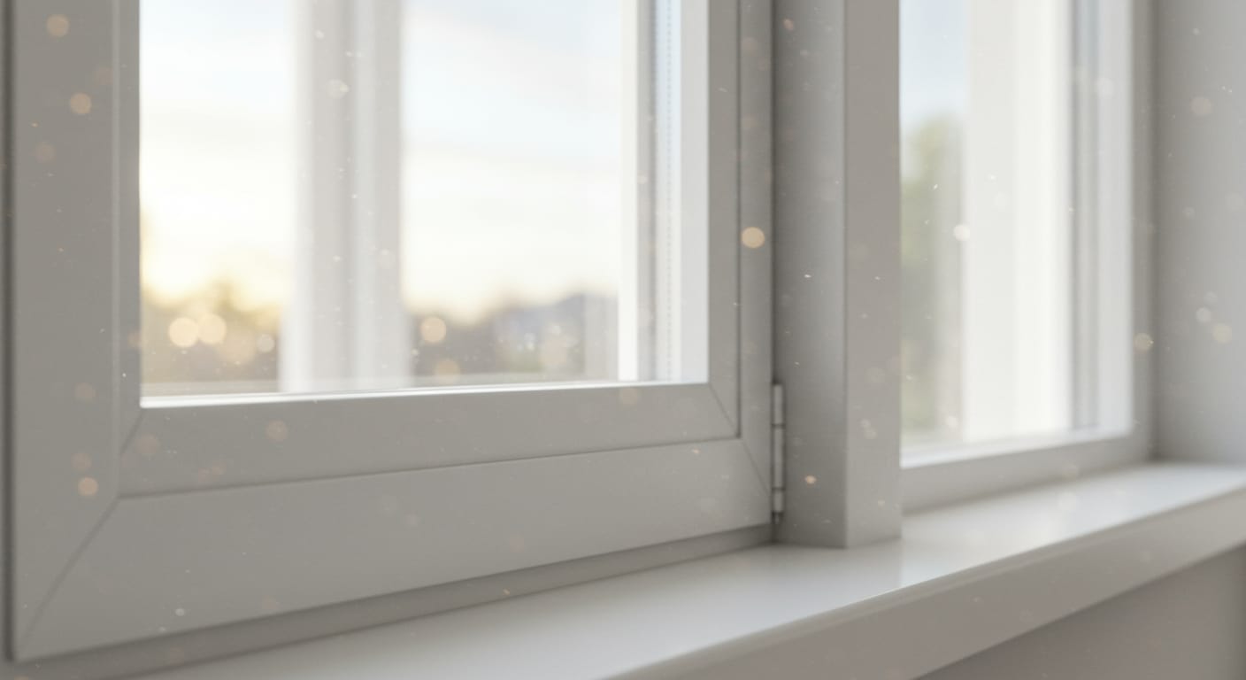 Vue sur une fenêtre PVC blanche