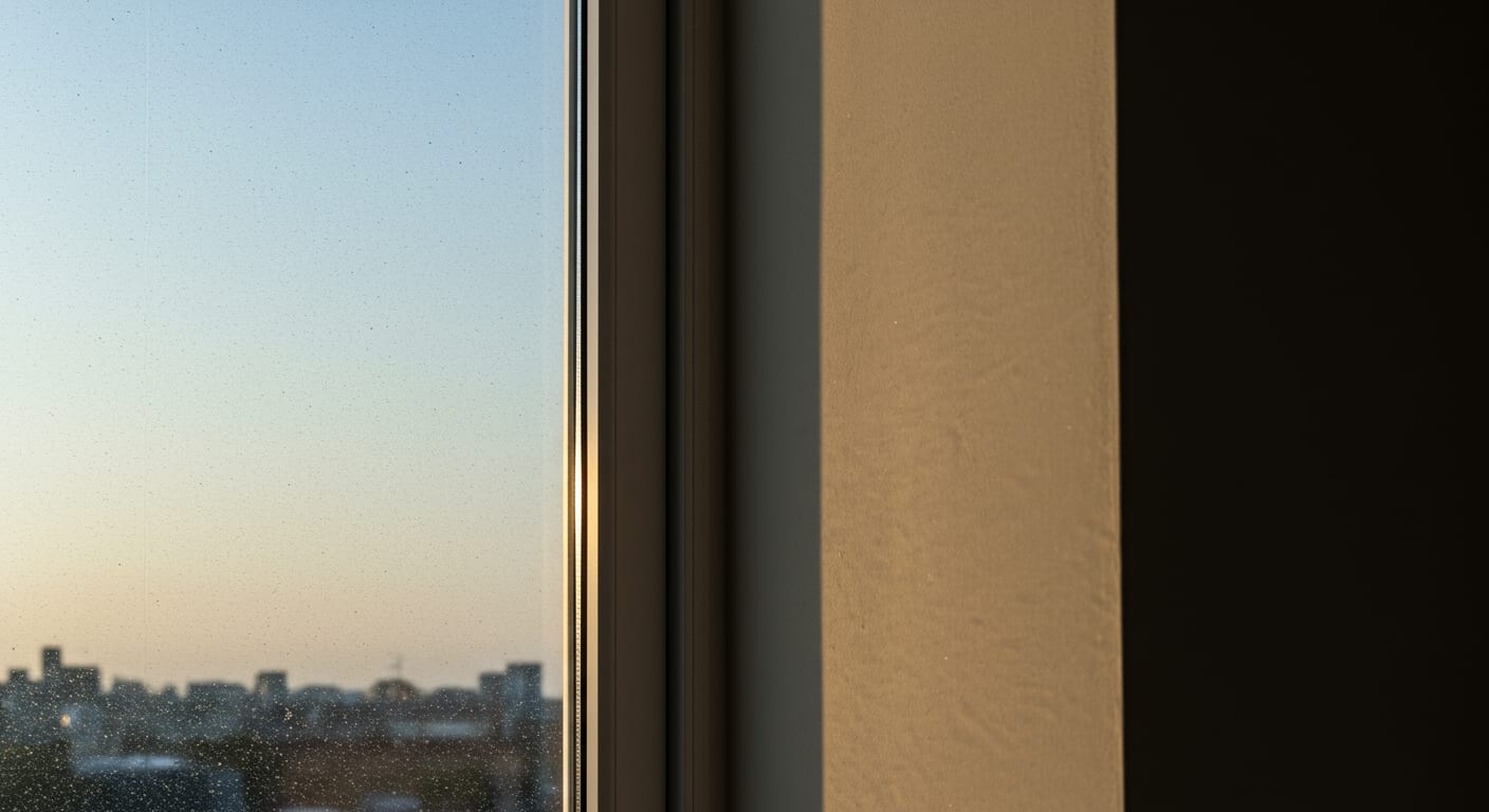 Vue sur une **fenêtre en PVC**