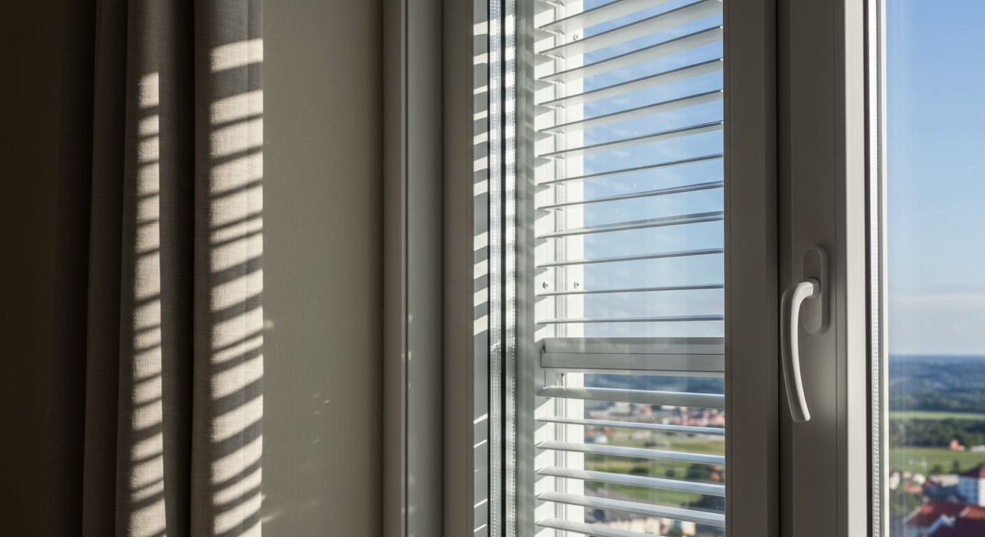 Fenêtres PVC modernes avec systèmes d'aération intégrés et grilles réglables