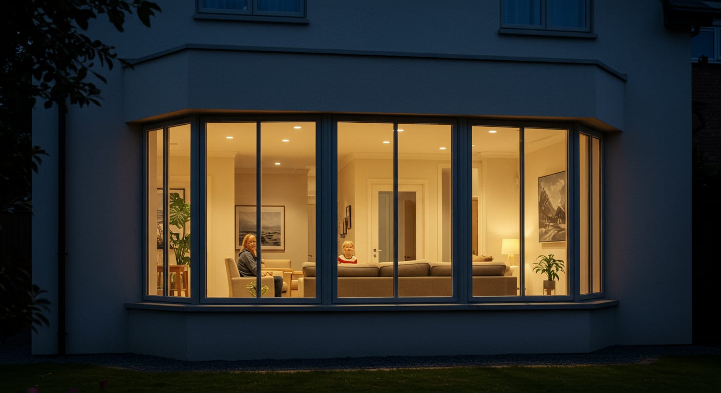 Maison moderne avec vitrage anti-effraction protégeant les fenêtres et portes