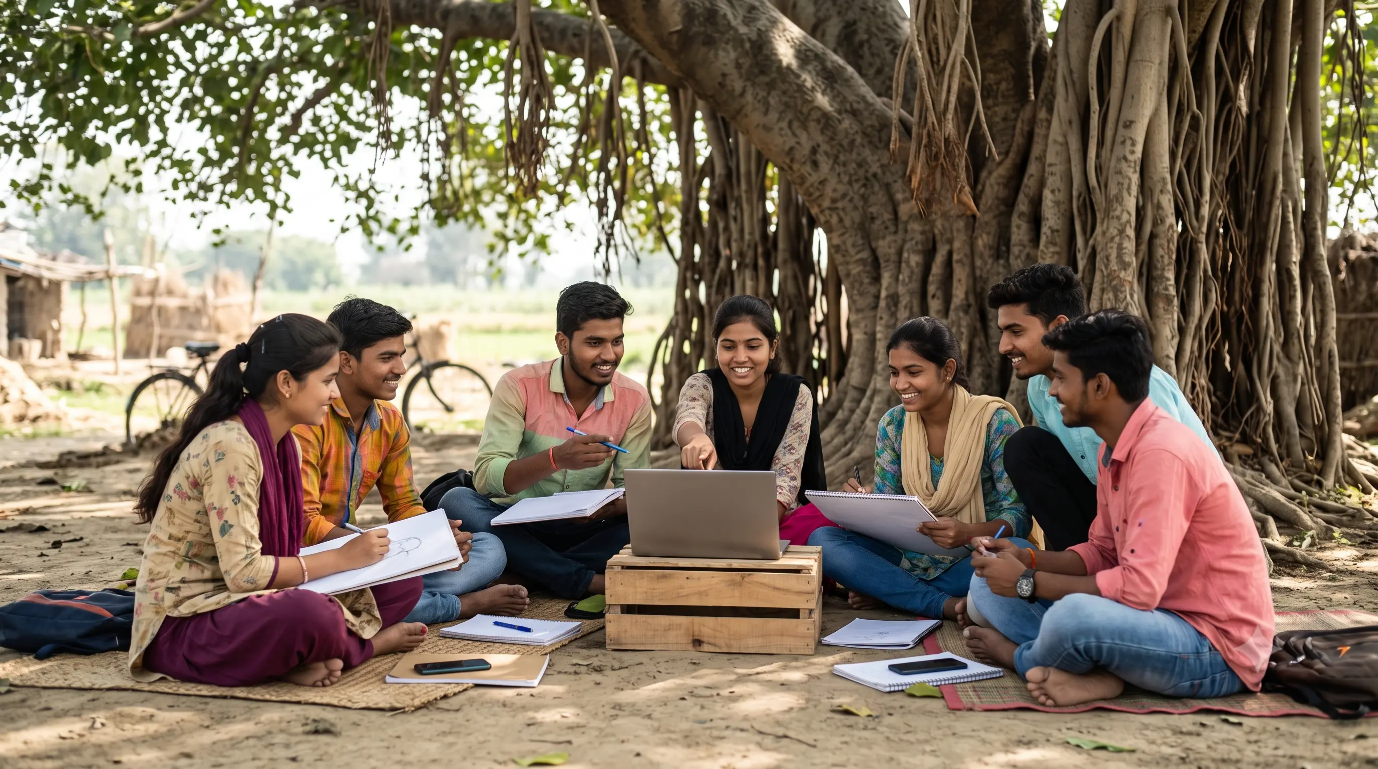 Young people working together