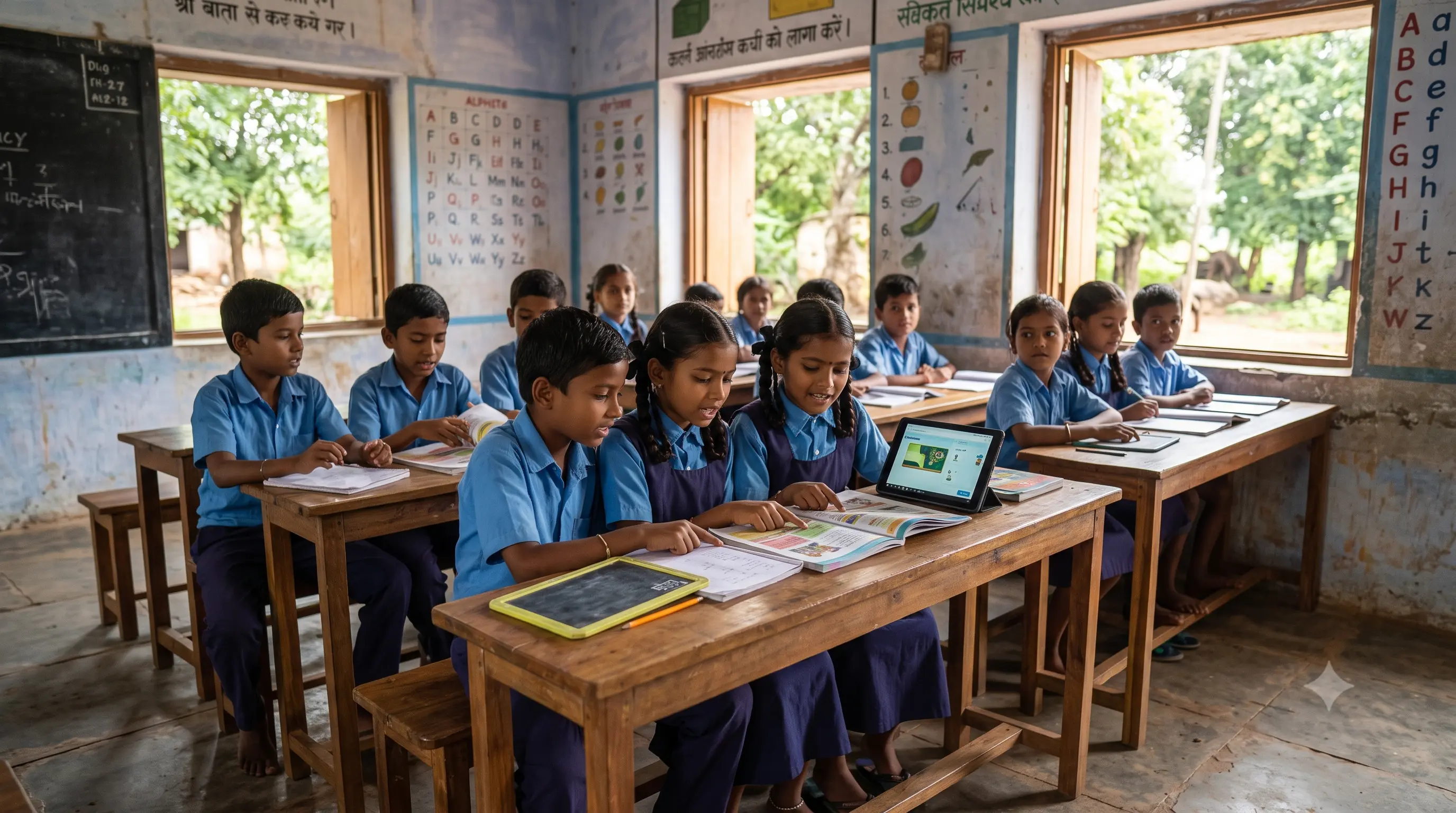 Students learning in a classroom