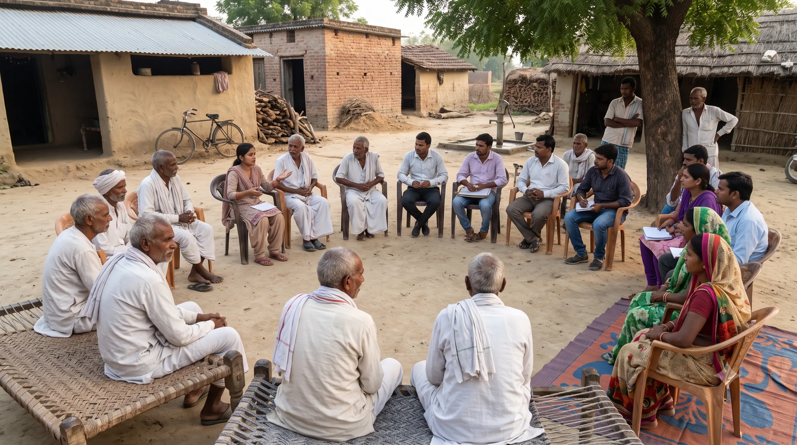 Community members taking part in a development activity