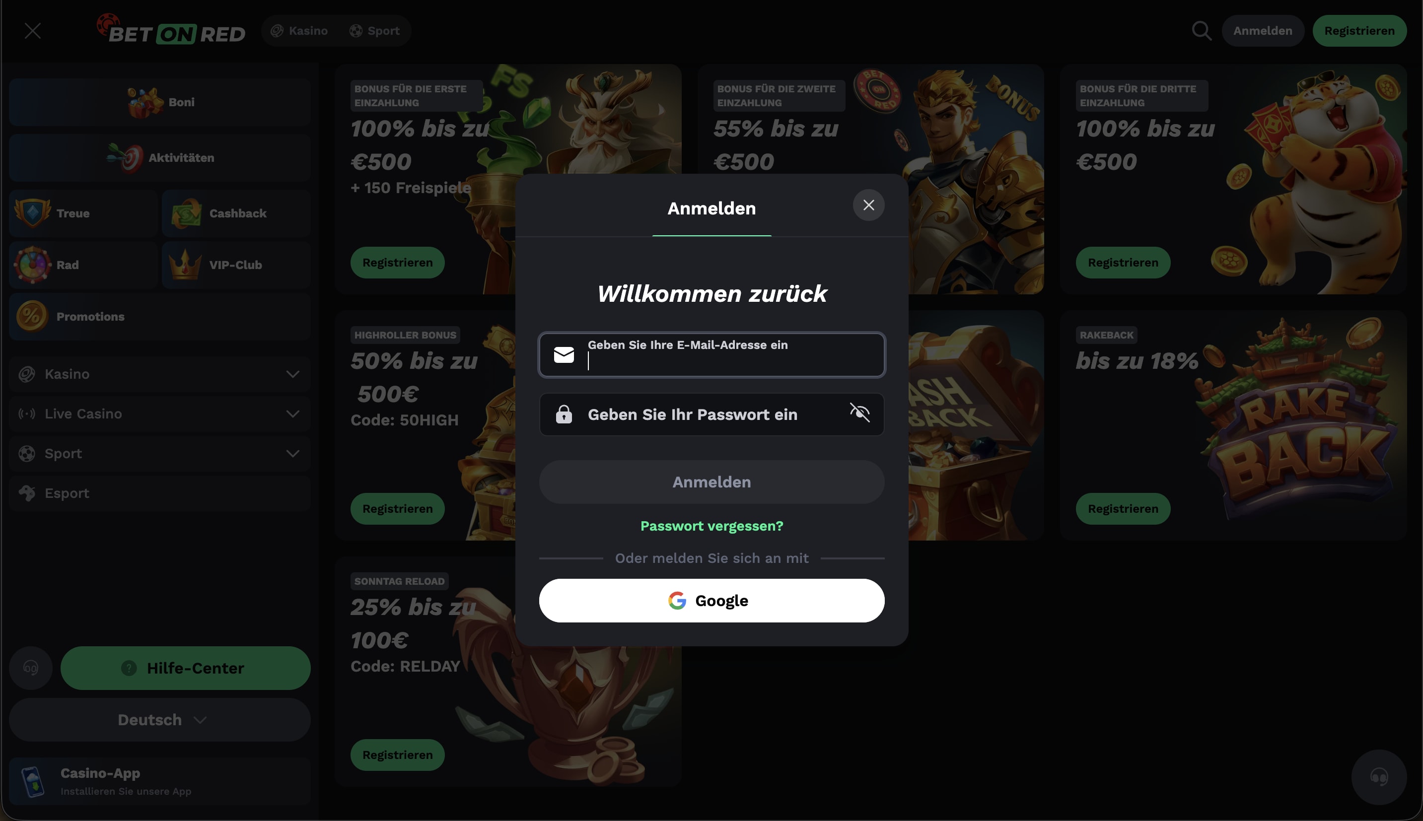 BetOnRed Casino Login