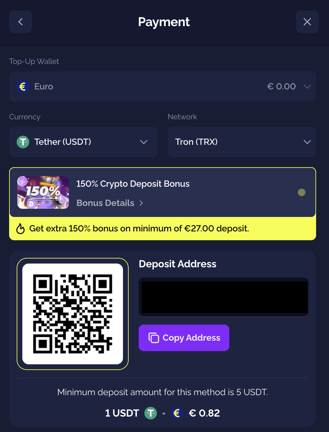 Deposit form Goldbet casino - step 3