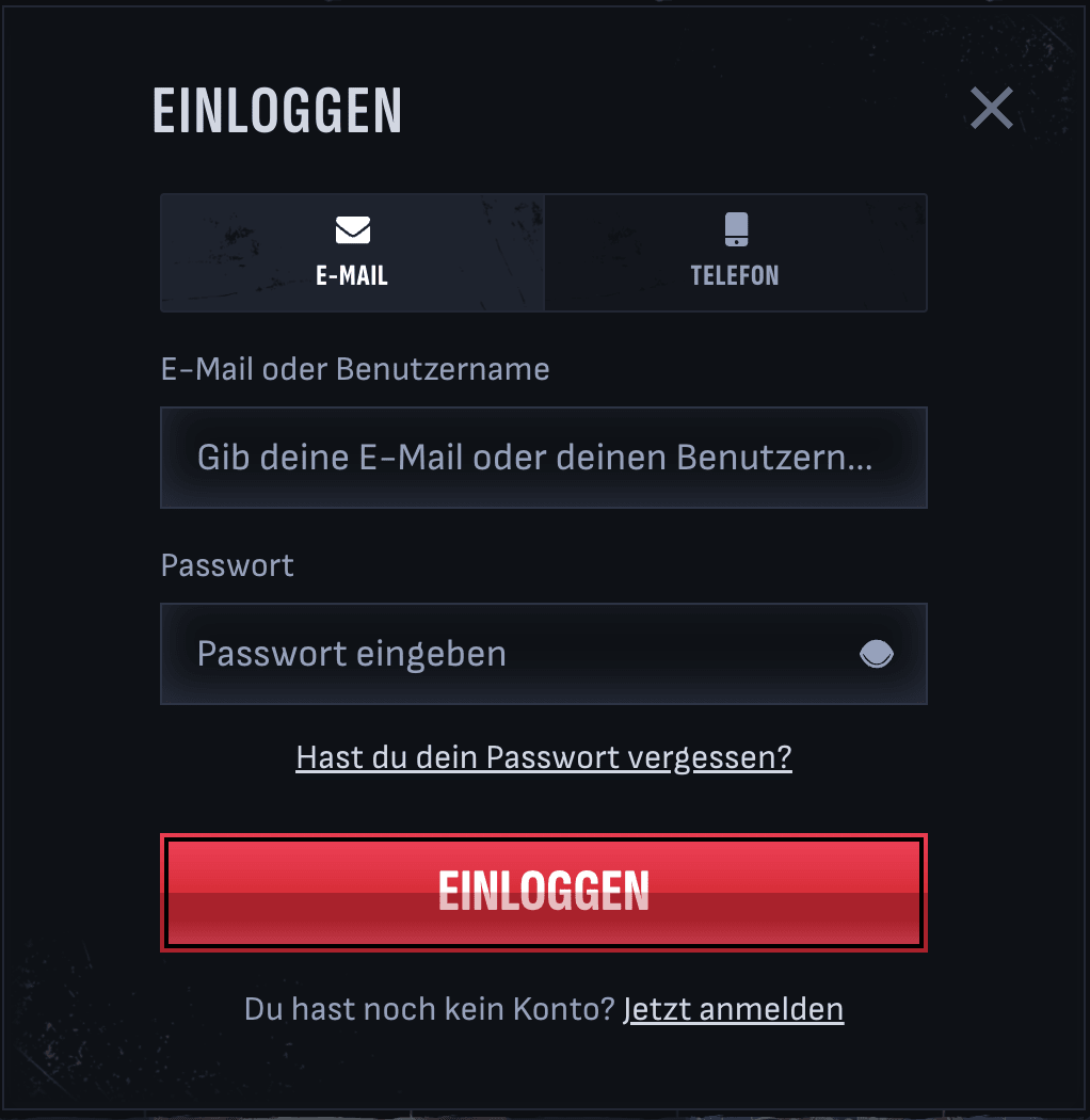 Login – Mit E-Mail oder Telefonnummer anmelden