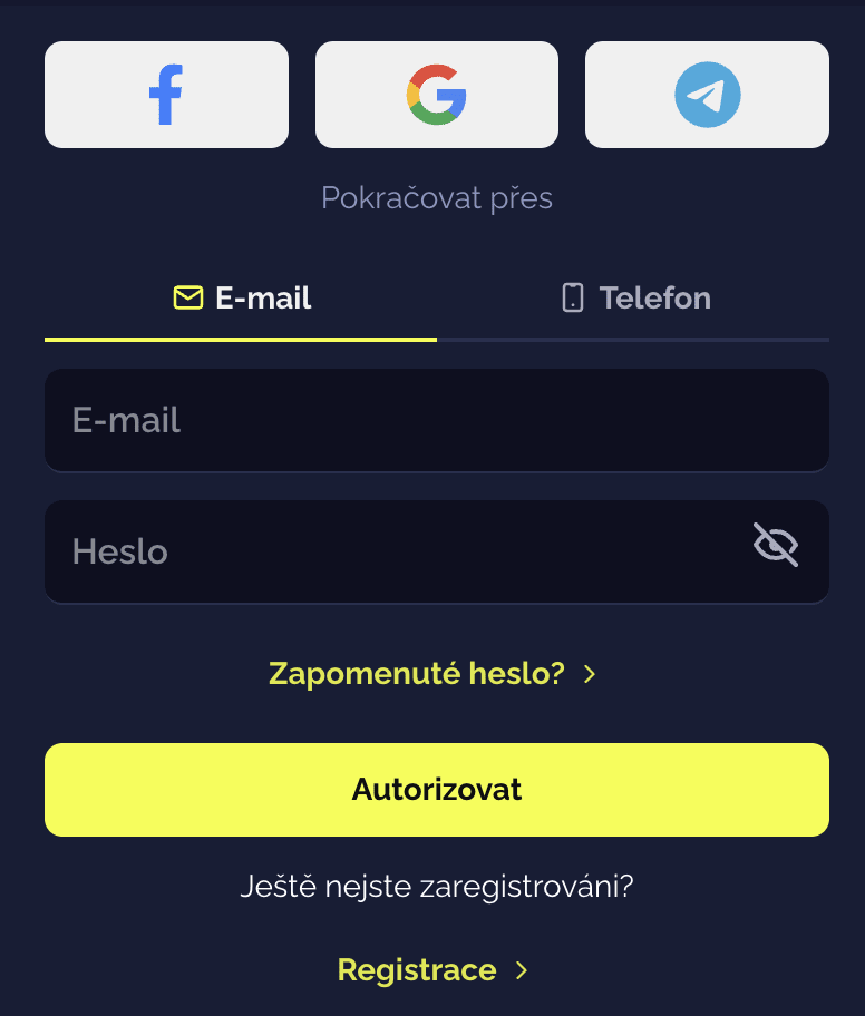 Goldbet Casino – přihlašovací formulář