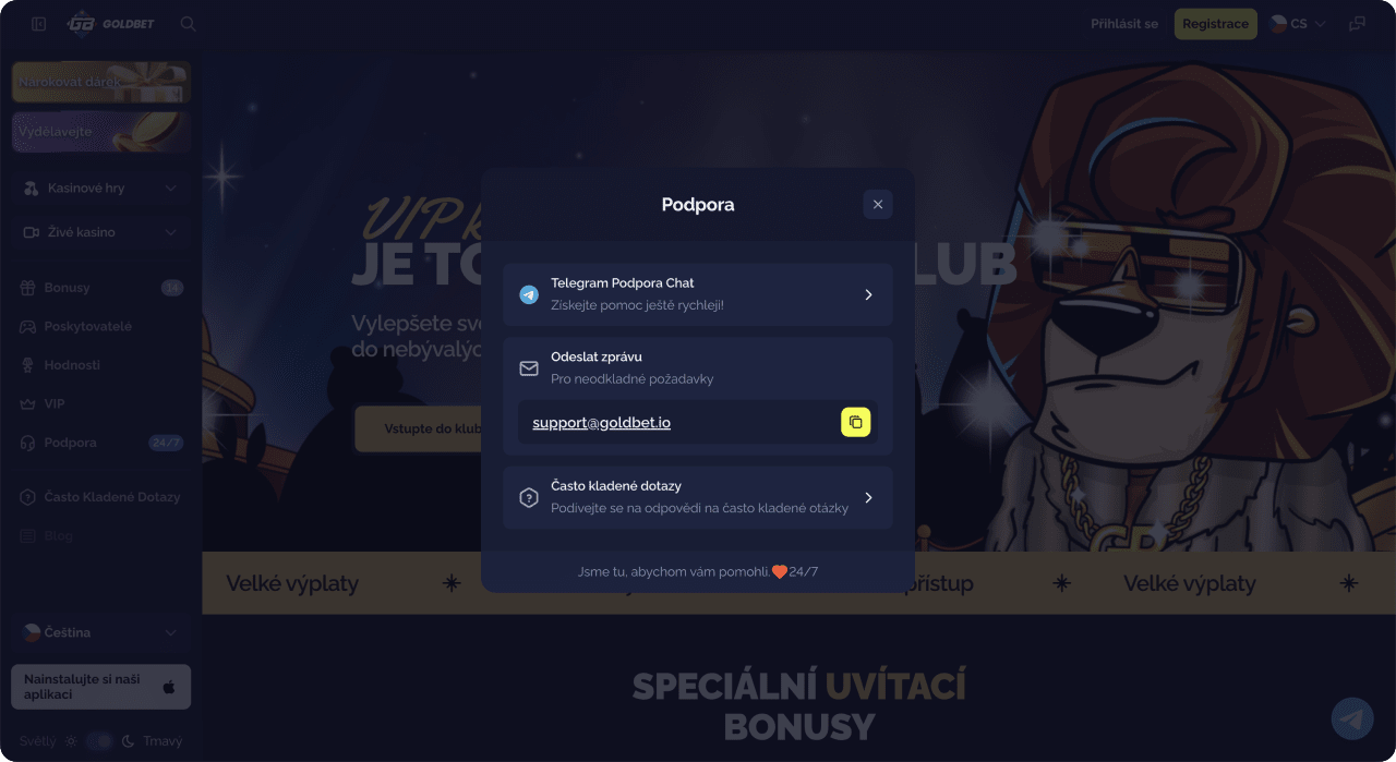 Goldbet Casino Zákaznická podpora
