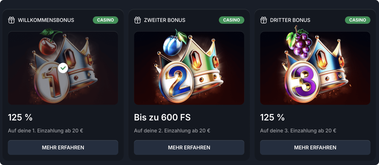 Willkommenspaket mit bis zu 250 % Bonus und 600 Freispielen