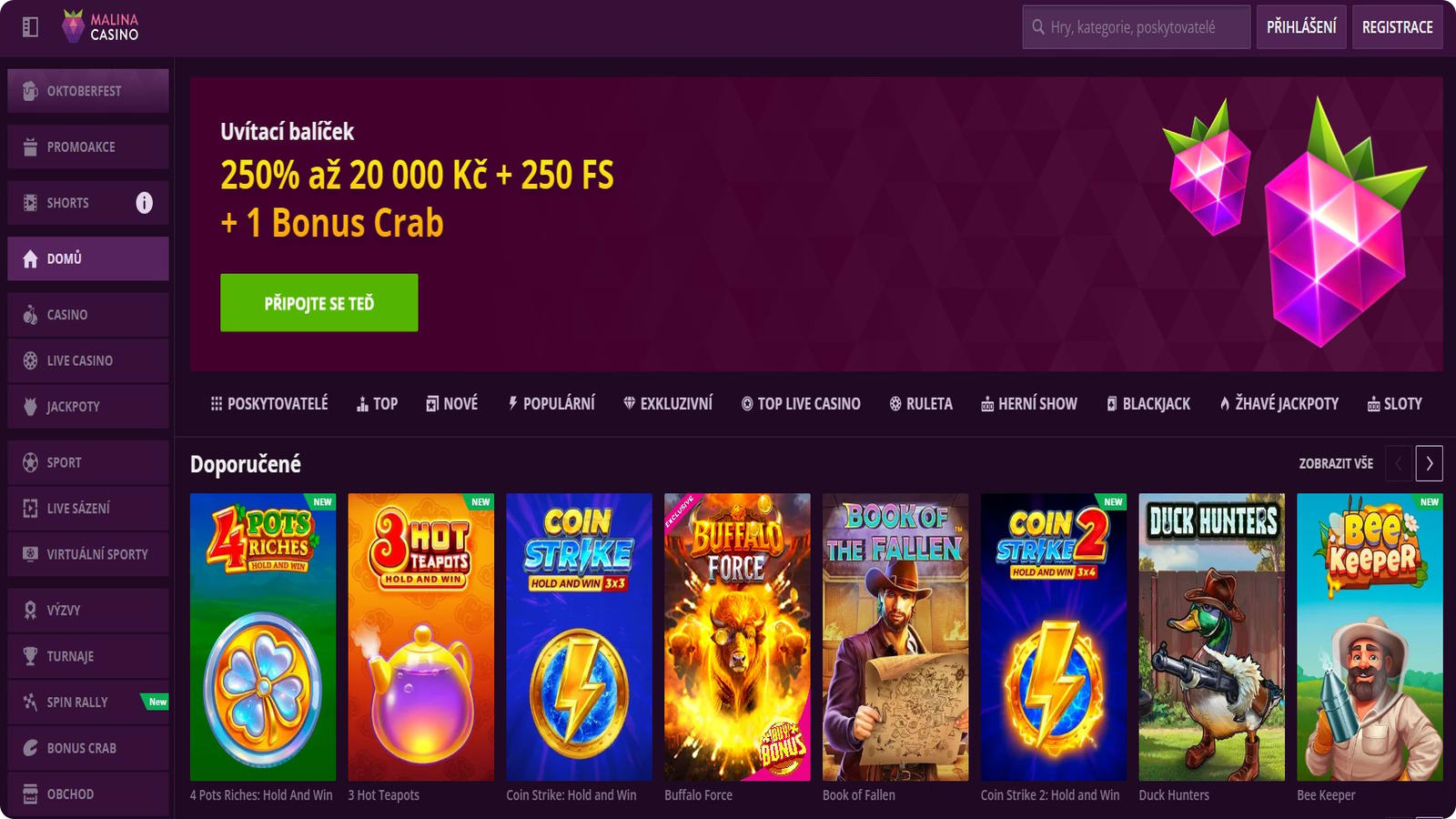  MalinaCasino domácí stránka