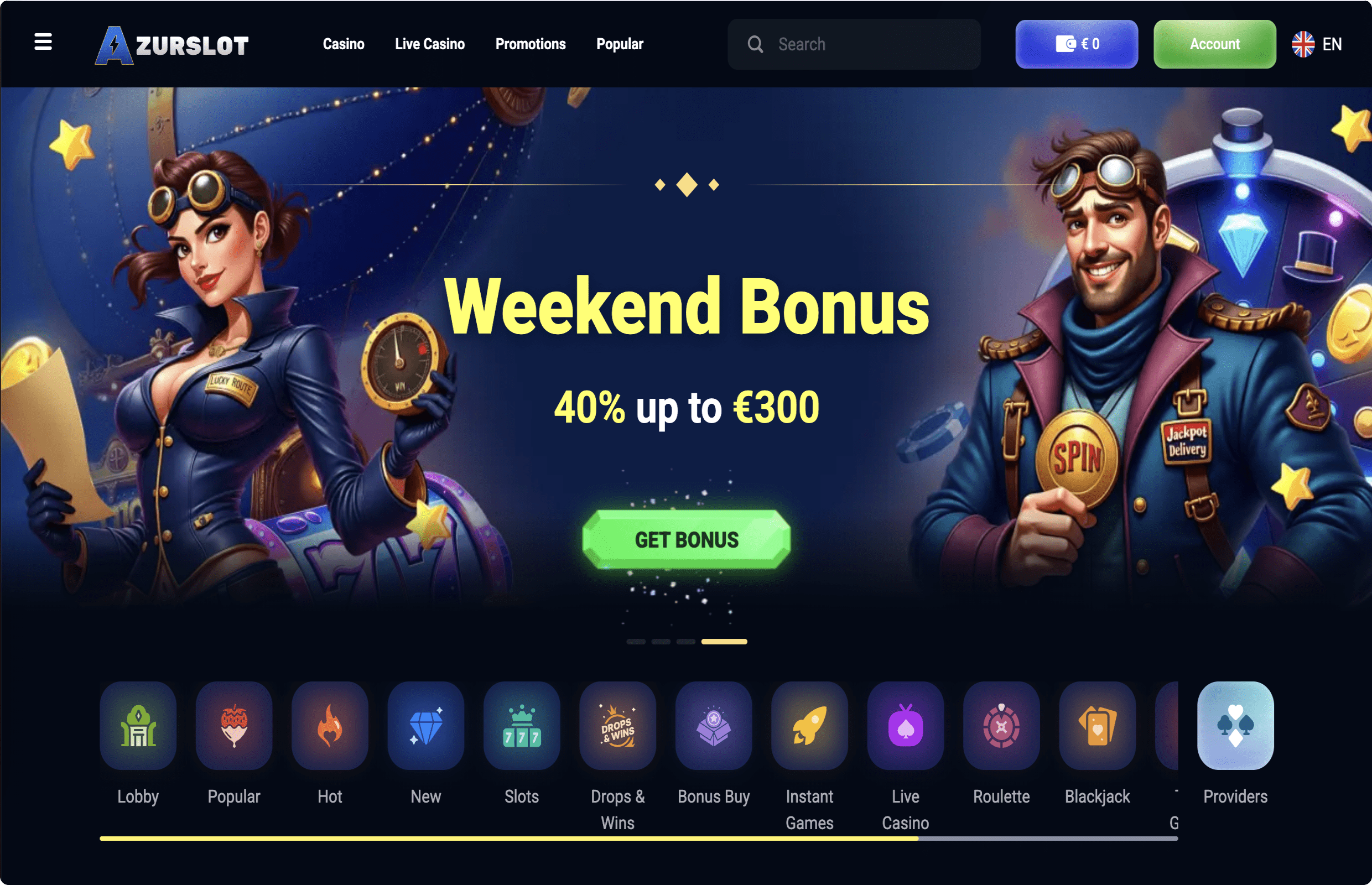 AzurSlot domovská stránka