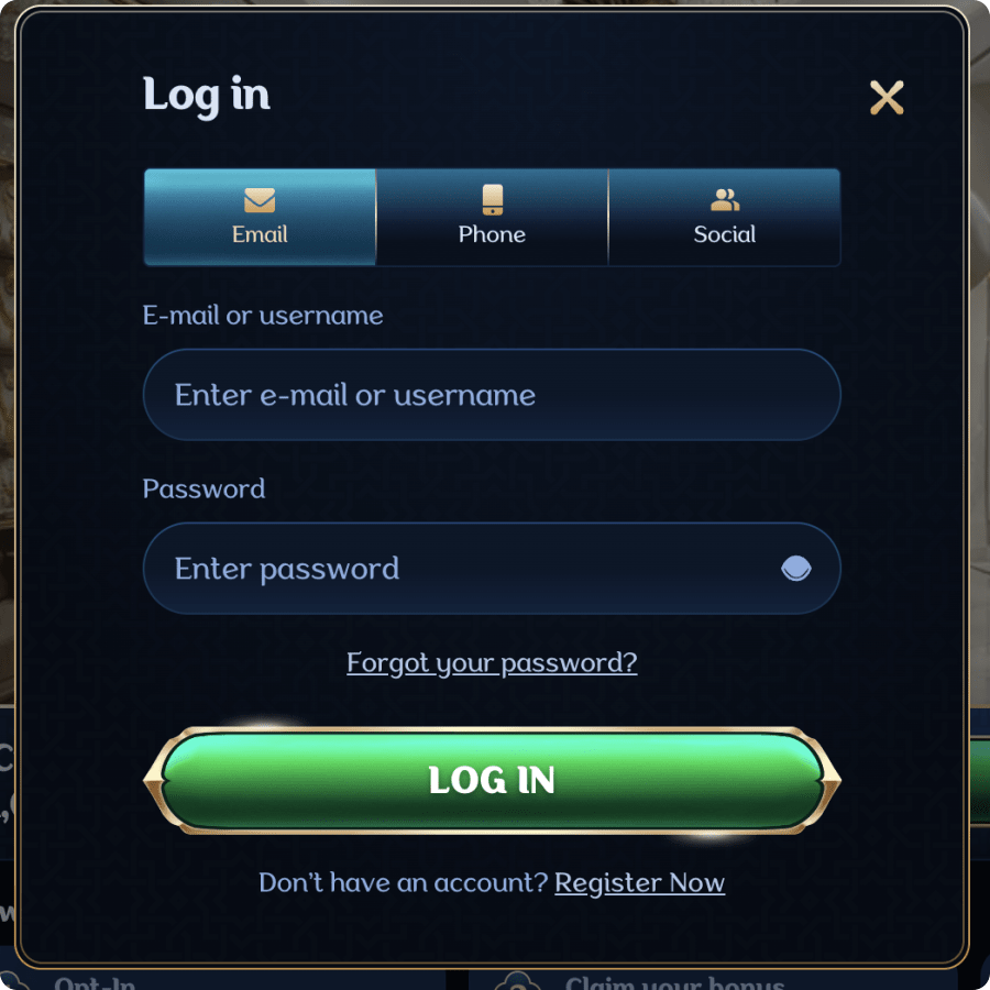 Login form Million casino