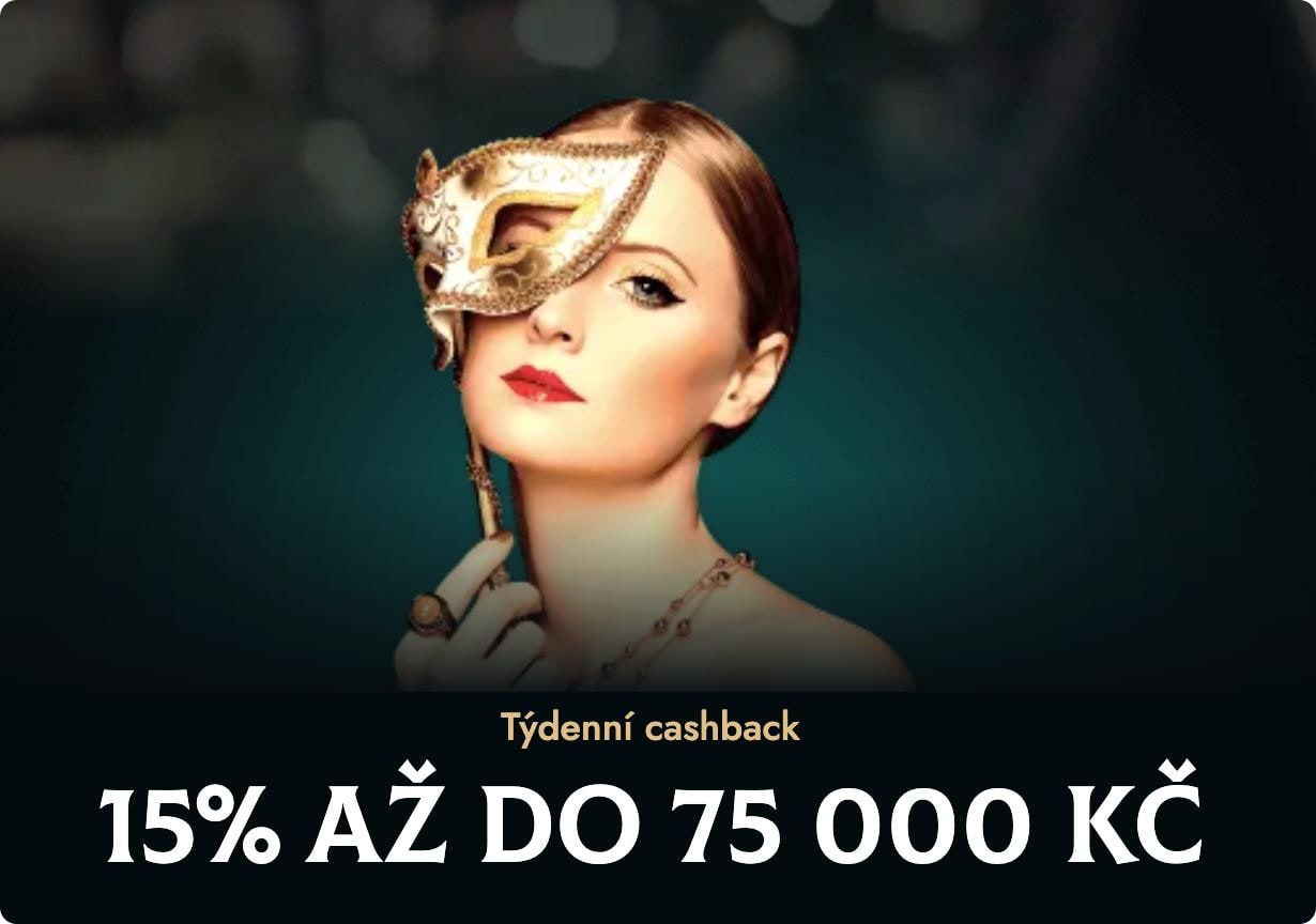 Týdenní cashback — 15 % až do 75 000 Kč