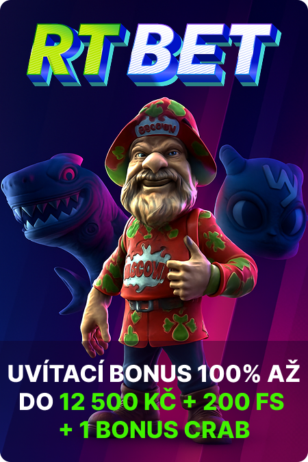 RT BET Casino - 100% až do 12 500 Kč + 200 FS + 1 Bonus Crab