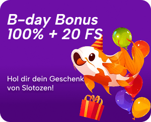 Geburtstagsbonus 100% + 20 Freispiele
