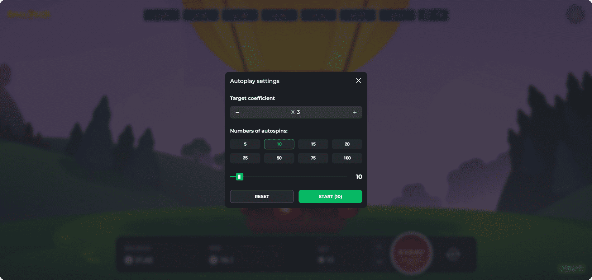 BalloniX autoplay settings on desktop