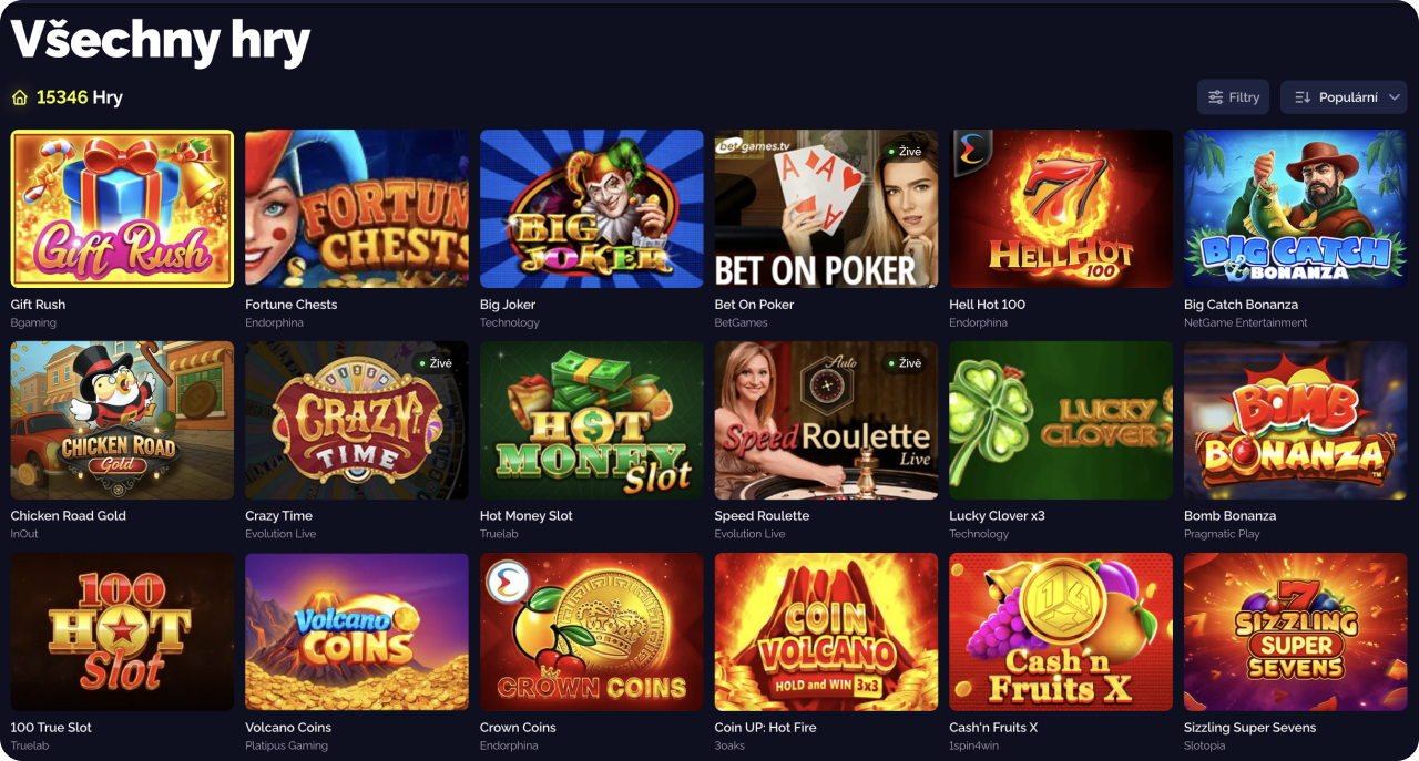 Nabídka automatů a live her v Goldbet Casino