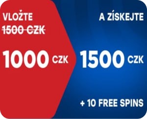 Exkluzivní bonus za první vklad: vložte 1000 Kč, získejte 1500 Kč + 10 FS
