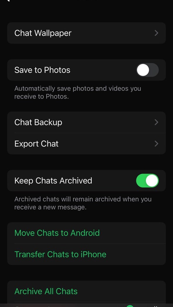 whatsapp background change setting