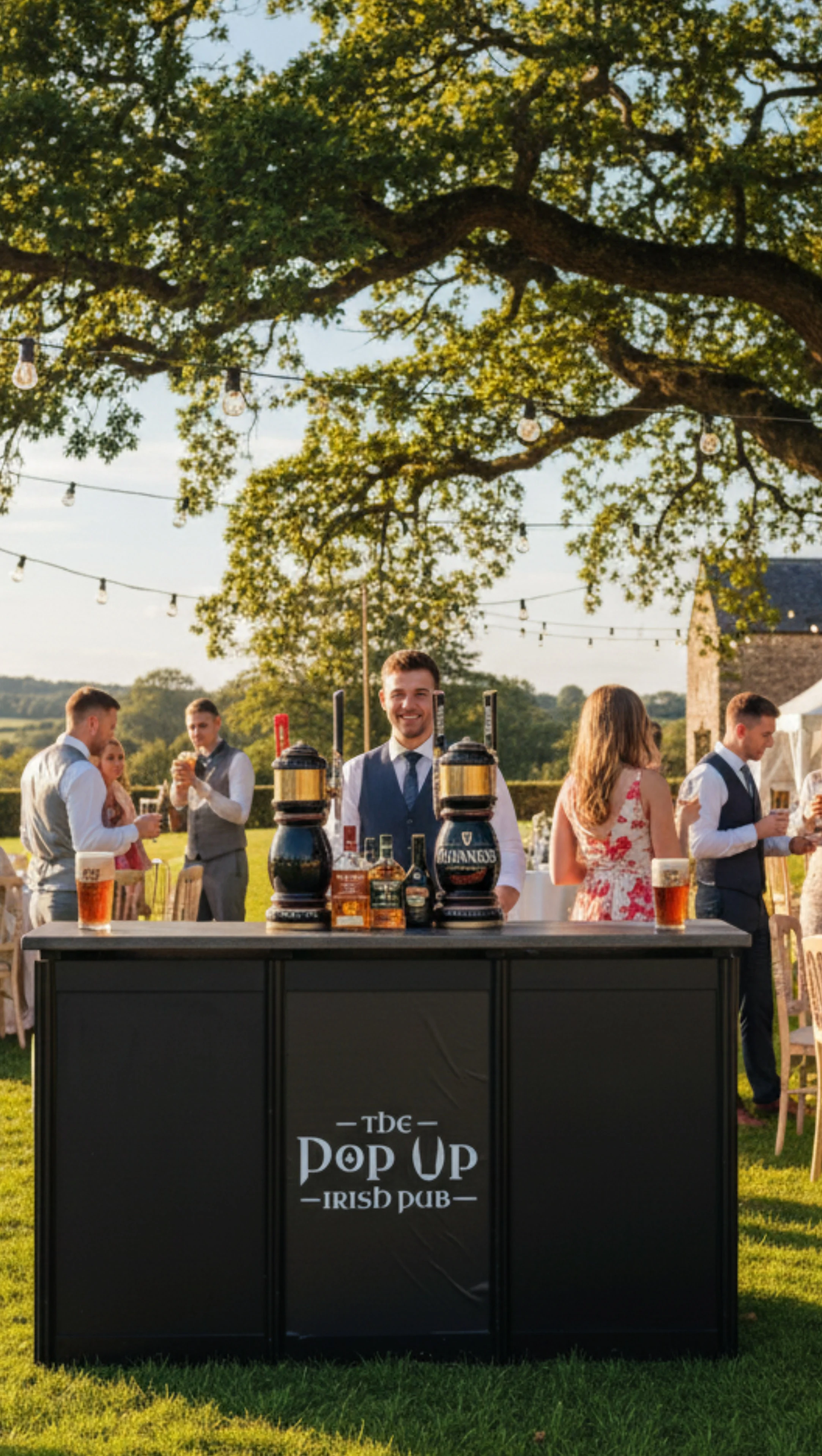 Mobile Irish Event Bar at an Out Door Wedding