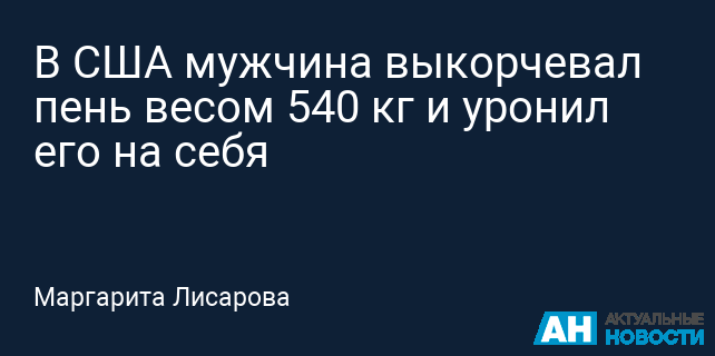 В США мужчина выкорчевал пень весом 540 кг и уронил его на себя