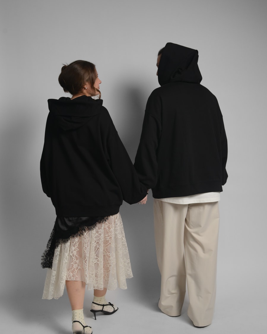 365.APParel Oversize Hoodie Black — couple lifestyle photo 2