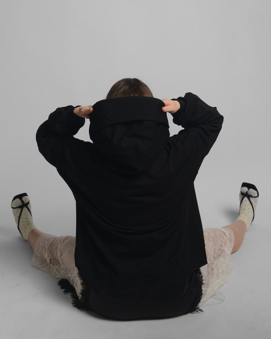 365.APParel Oversize Hoodie Black — women's lifestyle photo 10