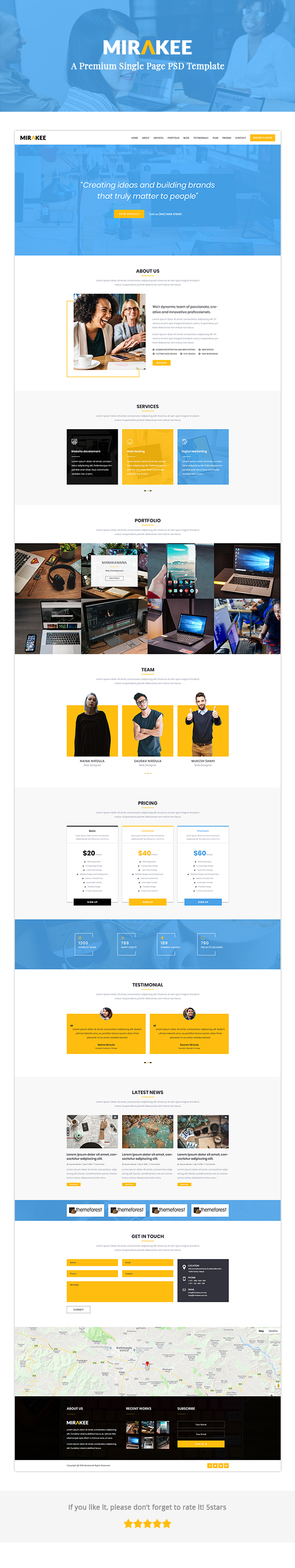 Mirakee – A Multipurpose Single Page PSD Template - 1