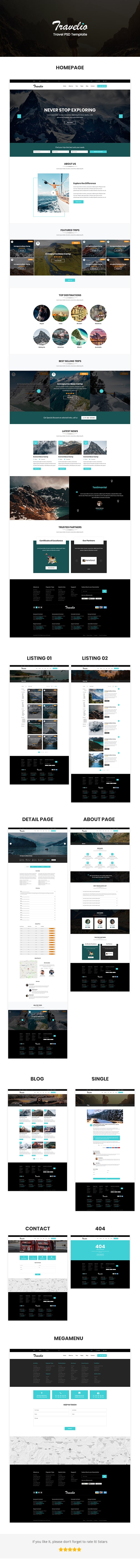 Travelio - Travel Agency PSD Template